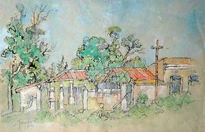 "Bo-Kaap cottage among tall trees"