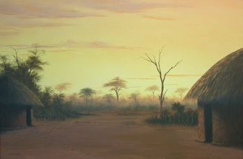 "Rural Scene at Sunset - Makwate"