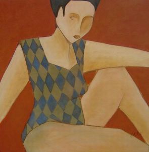 "Abstract figure in swimsuit"