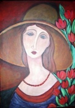 "Lady and tulips"