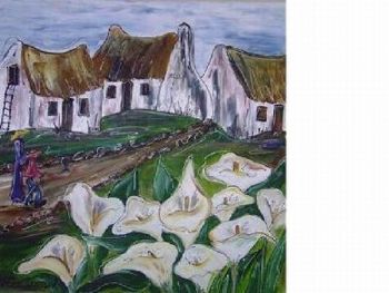 "Lillies and Village"