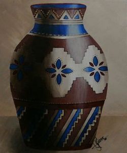 "Brown and Blue Pot"