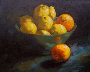 "Lemons in Turquoise Bowl"