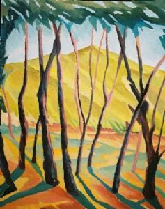 "Under the trees"
