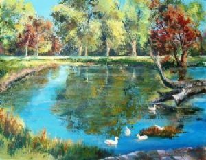 "Six Ducks Swimming"
