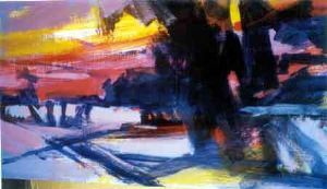 "Farm yard at Sunset"