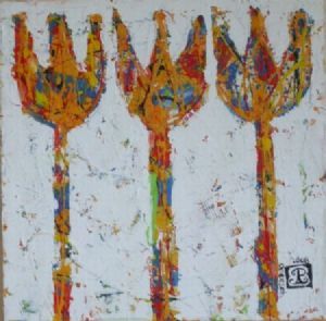 "Three Orange Tulips"