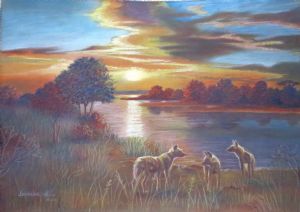 "Wild dogs at Sunset"
