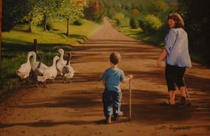 "Walking with grannie"