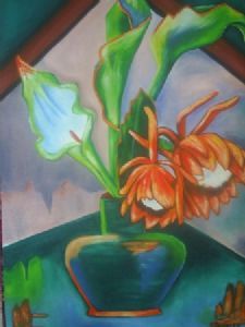 " Belladonna and Green Arum Lilies"
