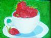 "Strawberry Teacup on Green"