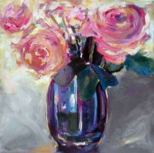 "Pink Roses in Vase"