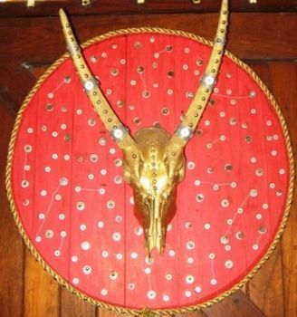 "Buck Head on Wine Barrel"