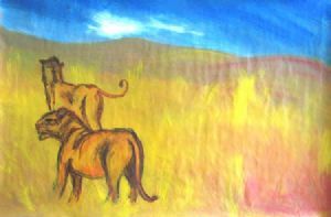 "Lions Under African Sky"