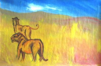 "Lions Under African Sky"