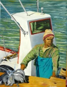 "Fisherman with Fish/Hout Bay Harbour"