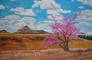 "Peach Tree in Winter Landscape"
