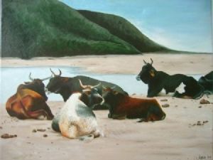 "Cattle on the beach"