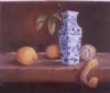 "Lemons in Blue Vase"