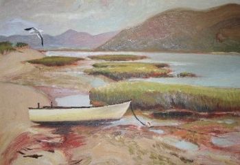"Boat on riverbank"