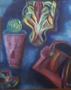 "Costume, Handbag, Vase and Prickly Pear"