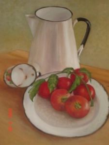 "Tomatoes in old enamel"