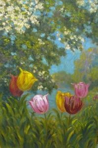 "Tulips by the Water"