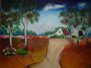 "Farm Houses With Blue Gum Trees"