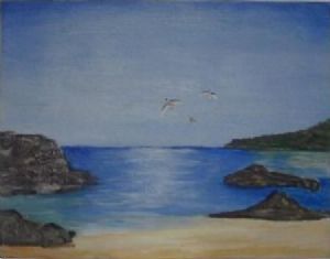 "Beach and Sea with Birds"