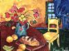 "Interior with a yellow chair"