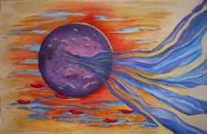 "Purple Moon Burst With Red Chillies"