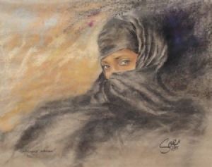 "Mystery woman in pastel"