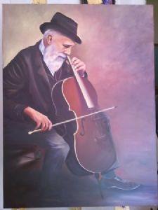 "Man Playing Cello"
