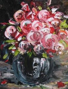 "Rose with black vase"