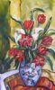 "Tulips and arums in chinese vase"