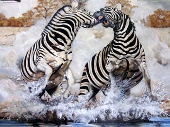 "Zebras in Water"