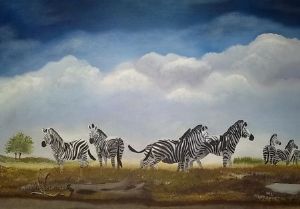 "Zebra Under African Sky"