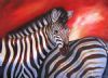 "Zebra, Red Background"
