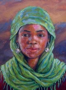 "African Girl in Green Cloth"