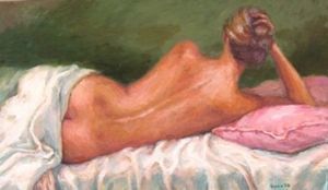 "Nude on Scarlet Pillow"