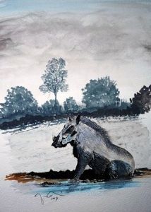 "Warthog at Waterhole"
