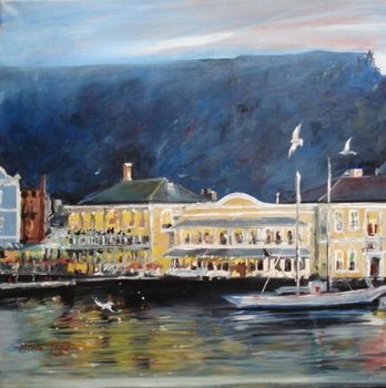 "Cape Town harbour and Table Mountain"