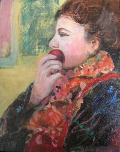 "Girl eating a plum"