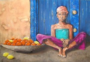 "Zanzibar Girl Selling Fruit"