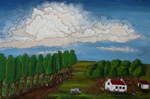 "Naive Art: A Rural Scene"