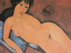 "Modigliani Nude on Blue Cushion"