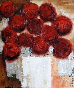 "White Pot With Roses"