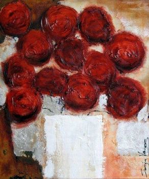 "White Pot With Roses"