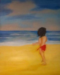 "Little Girl Playing on the Beach"