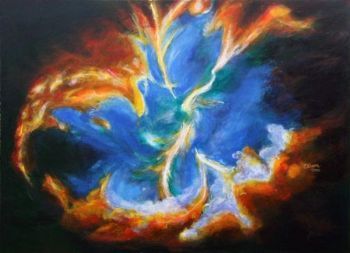 "Sparrow in Nebula sky RESERVED"